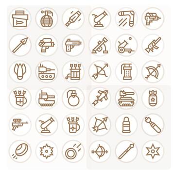 36 Bold Line Icons from Projectile in High Resolution Display Perfect Quality vector