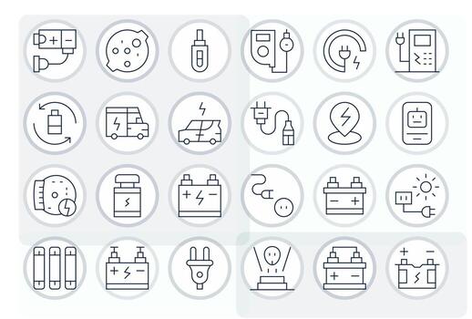 24 Display Perfect Icons themed around Charging in High Resolution Thin Line format vector