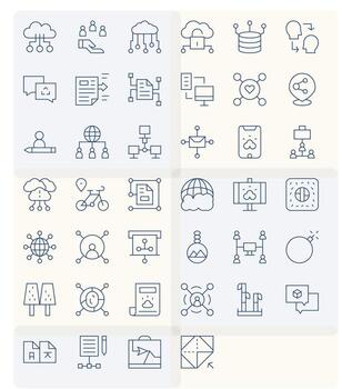 40 Display Perfect 256x256 Icons for Sharing in elegant Thin Line design vector
