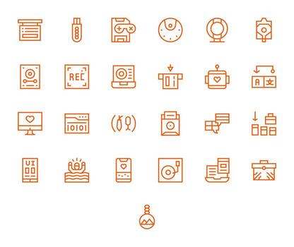 25 Regular Line Display Perfect Retina Ready Icons from Save Suite vector