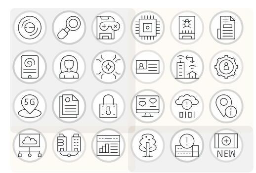 24 Delgado línea cuadrícula equipado íconos para datos gráficos vector