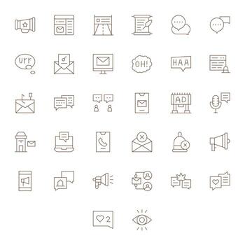 mensaje icono arsenal con 32 retina Listo Delgado línea píxel optimizado diseños vector