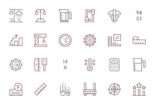 24 Thin Line Editable Icons tailored for Metric 64x64 interface vector