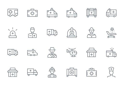 24 64x64 Thin Line Icons optimized for Paramedic Display Perfect display vector