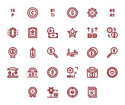 Value Design Icons featuring 28 Pixel Aligned Bold Line Style vector