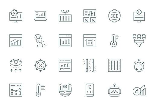 24 Thin Line Icons from Analytics in High Resolution Pixel Aligned Quality vector