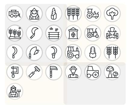 cosecha icono caja de herramientas presentando 25 cuadrícula equipado 256x256 regular línea elementos vector