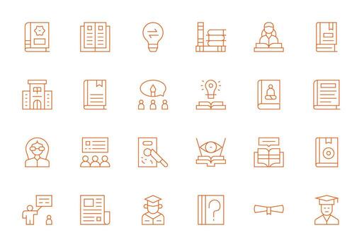 conocimiento diseño íconos presentando 24 píxel Perfecto Delgado línea estilo vector