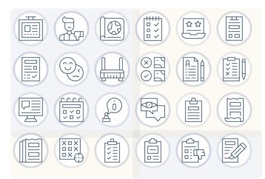Survey Icon Set with 24 Thin Line 128x128 Detail Enhanced Graphics vector