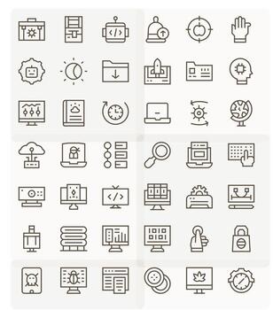 software profesional conjunto con 42 regular línea detalle mejorado alto resolución íconos vector