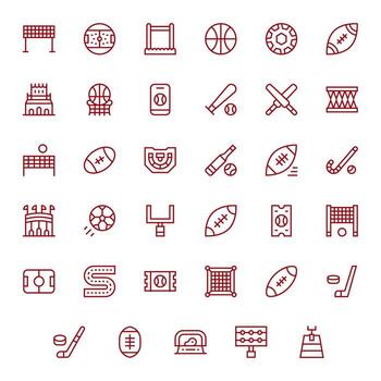 35 64x64 Regular Line Icons optimized for Stadium Editable display vector