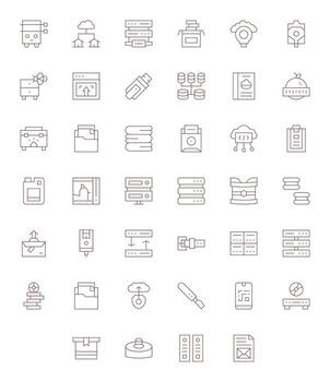 40 Thin Line Pixel Optimized 256x256 Icons from Data Storage Suite vector