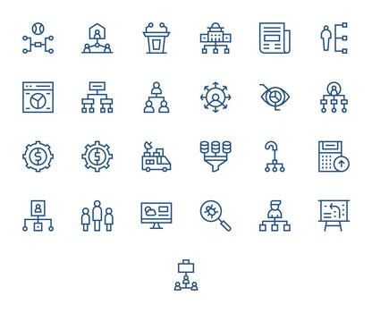 25 alto resolución íconos para informes en monitor Perfecto regular línea formato vector
