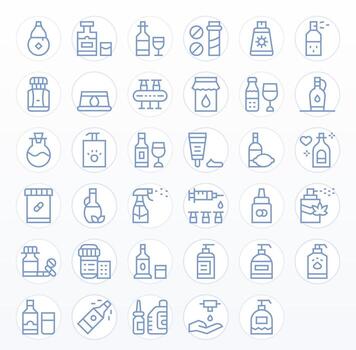 35 Regular Line Display Perfect Icons crafted for Bottle 64x64 applications vector