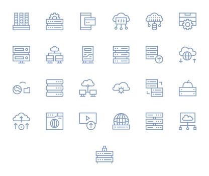 25 Regular Line Icons from Hosting in Retina Ready Editable Quality vector