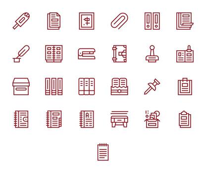 Binder Comprehensive Bundle with 25 Pixel Optimized Regular Line High Resolution Icons vector