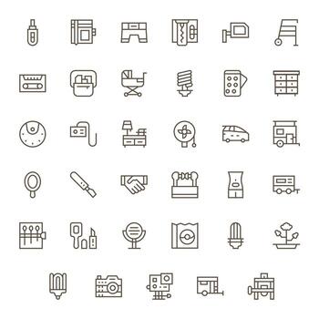 Compact Ultimate Package with 35 256x256 Regular Line Pixel Aligned Icons vector