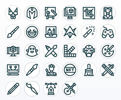 28 Bold Line Pixel Optimized Icons tailored for Digital Art Retina Ready interface vector