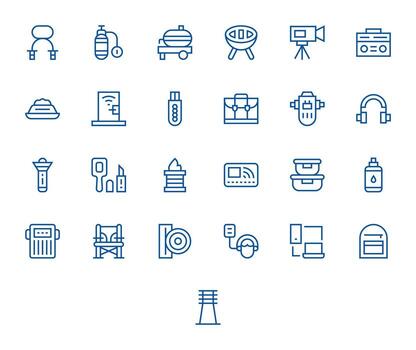 Portable Icon Toolkit featuring 25 Grid Fitted 256x256 Regular Line elements vector