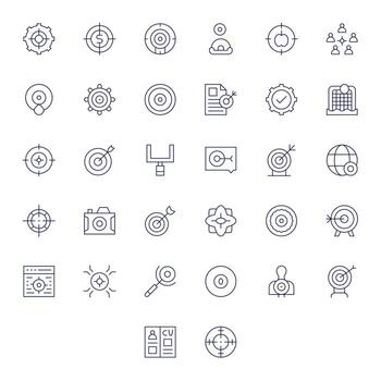 Thin Line Style Objective Icons with 32 Retina Ready Display Perfect Designs vector