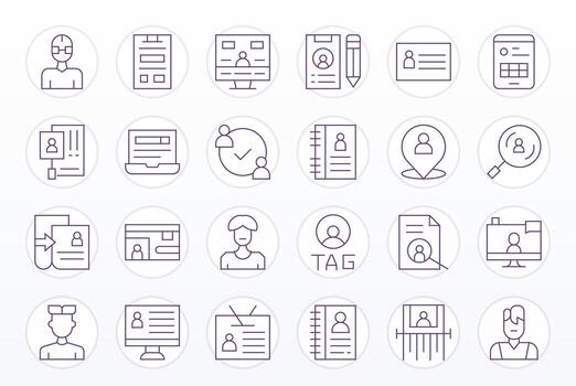 24 íconos inspirado por usuario datos en monitor Perfecto 128x128 Delgado línea calidad vector