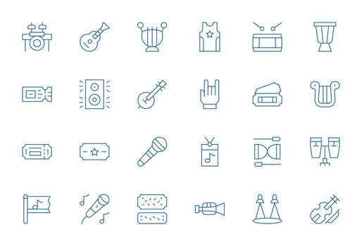 24 Thin Line Icons from Concert in High Resolution PIXEL Perfect Quality vector