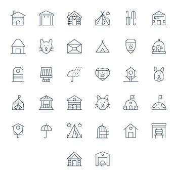 32 Pixel Optimized Thin Line Icons designed for Shelter Interface vector