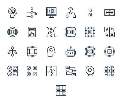 Logic Icon Toolkit featuring 25 Pixel Aligned 256x256 Regular Line elements vector