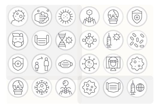 24 Thin Line Display Perfect Icons crafted for Pandemic 128x128 applications vector
