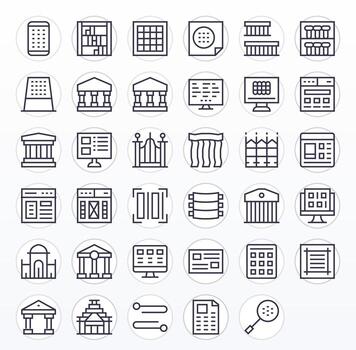 35 píxel alineado regular línea íconos diseñado para columnas interfaz vector