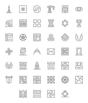 marco de referencia 64 x 64 icono paquete con 40 Delgado línea editable elementos vector