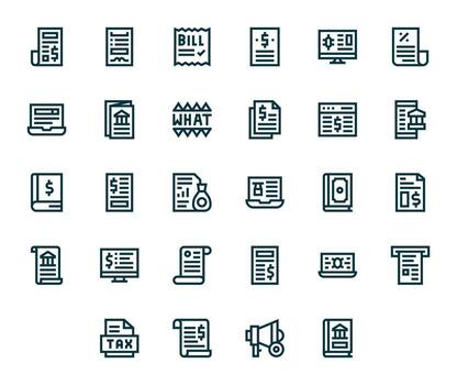 28 Bold Line Pixel Aligned Icons crafted for Statement 128x128 applications vector