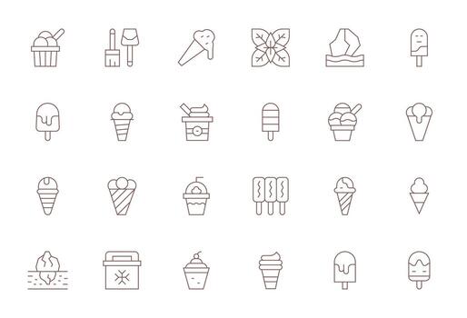 Frozen Icon Set with 24 Thin Line High Resolution Editable Graphics vector