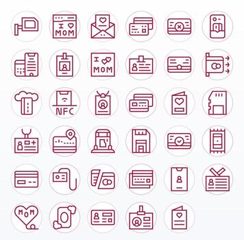 Card Icon Toolkit featuring 35 Editable High Resolution Regular Line elements vector