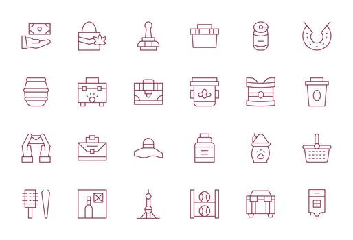 24 Thin Line Grid Fitted Icons tailored for Hold High Resolution interface vector
