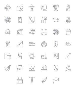 40 64x64 Icons for Utility in Editable Thin Line Format vector