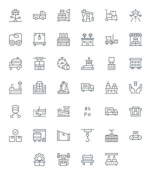 Logistics Visual Pack containing 40 Thin Line Display Perfect Icons vector