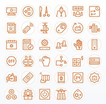 Operation Icon Set with 35 Regular Line Retina Ready Pixel Optimized Graphics vector