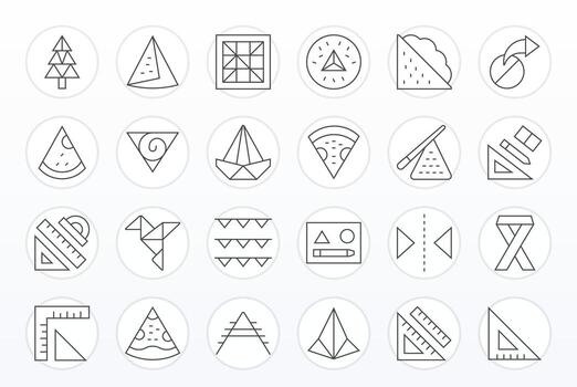 24 64x64 Pixel Optimized Icons for Triangle in Thin Line Theme vector
