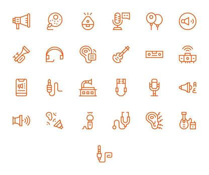 Sound Professional Set with 25 Regular Line PIXEL Perfect High Resolution Icons vector