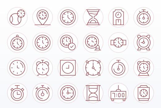 Thin Line Display Perfect Icons from Punctuality Set with 24 Retina Ready Icons vector