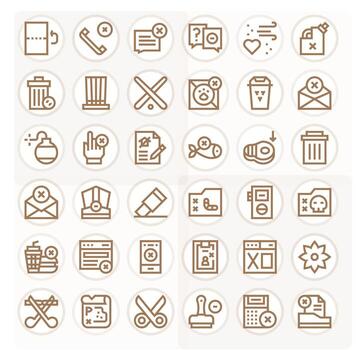 36 Icons for Delete optimized in PIXEL Perfect 128x128 Bold Line resolution vector
