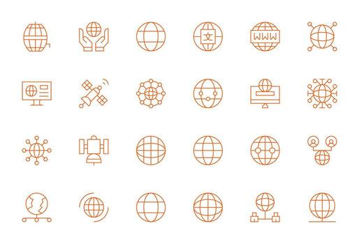 Global Communication Icon Arsenal with 24 High Resolution Thin Line Display Perfect designs vector
