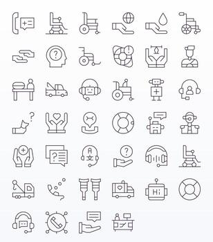 Assistance Icon Repository containing 40 Thin Line 128x128 Display Perfect graphics vector