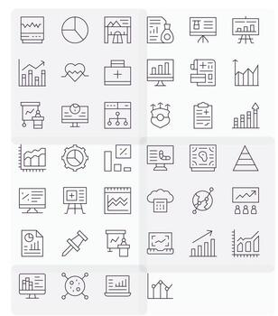 Chart Professional Set with 40 Thin Line PIXEL Perfect 256x256 Icons vector