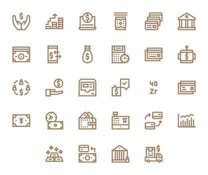 Finance Icon Set with 28 Bold Line High Resolution Display Perfect Graphics vector