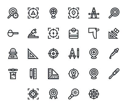 Precise Comprehensive Bundle with 28 Pixel Aligned Bold Line 256x256 Icons vector