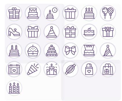 Special Occasion Icon Arsenal with 25 High Resolution Regular Line Pixel Optimized designs vector
