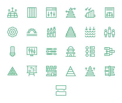 25 Retina Ready Icons for Levels in Editable Regular Line Format vector