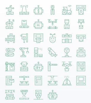 automatizado icono caja de herramientas presentando 40 píxel optimizado alto resolución Delgado línea elementos vector